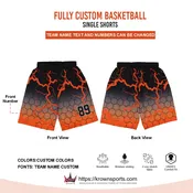 Custom Sublimated Basketball Single Shorts Black / Orange