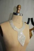 Beaded neckline applique in silver, navy, lavender, red, gunmetal, gold, silver, black, or pink