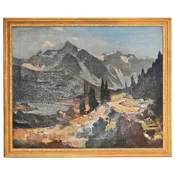 Oil on Canvas, Landscape of Canadian Mountains, by Leonard Richmond