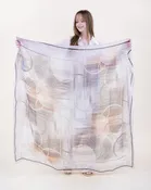 Abstract Collage Silky Large Square Scarf - BEIGE BROWN (Pack of 6)