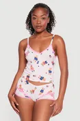 Americana Bear Print Cropped Pajama Cami and Boyshorts