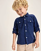 Boys Linen-Blend Button Up Shirt - Linen Edit - Blue