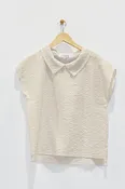 25" Pointed Collar Seersucker Top