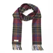 100% Irish Lambswool Long Scarf - Green, Mustard & Purple Check