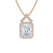 1 1/2 Carat Radiant Halo Pendants