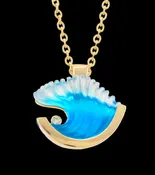 14k Yellow Gold and Diamond Medium Mid Wave Pendant