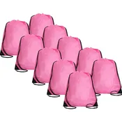 10 Drawstring Tote Bags - Pink