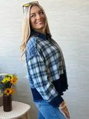All Pieced Together Flannel Top  - DENIM