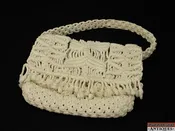Funky Vintage 70s Heavy White Macrame Purse Pouch w/ Flap and Strap