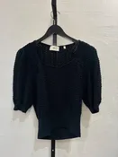 7 For All Mankind Black Textured Knit Short Sleeve Top sz L