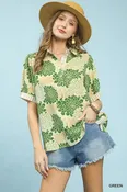 Floral Collared Short Sleeve Blouse