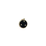 14K Gold Black Onyx Disc Star Charm