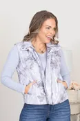 Abstract Camo Print Puffer Vests