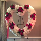 Large Open Heart White & Red