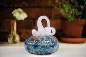 Copper Blue Glass Pumpkin