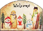 Ski Family of Snowmen Welcome Garden Sign