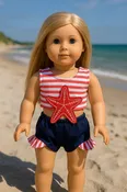 18” Doll Starfish Swimsuit or Pink Float Ring – Fits American Girl Dolls