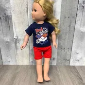 2pc 18" Red,White & Cute Top/Shorts