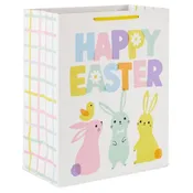 13" Happy Easter With Pastel Bunnies Large Gift Bag