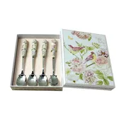 Coffee/Tea Spoon Set of 4 with Ceramic Handle in Gift Box