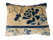 #113 Custom made Lumbar Pillow w/Antique Chinese Rug Fragment  17"W