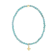 Enewton Classic 3mm Bracelet - Amazonite with Signature Cross Gold Charm