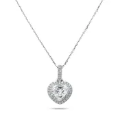 14K & 18K White Gold Heart Cut Diamond Pendant Necklace 3.07ctw