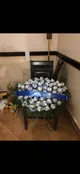 Blue and White Rose Sympathy Wreath for Memorials and Funerals — A1 Flowers