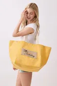 2 IN 1 SHOULDER & BUCKET STYLE HOLIDAY PATCH VINTAGE CANVAS TOTE