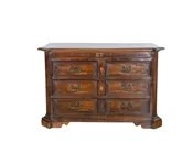 17th-Century Tuscan Walnut Chest of Drawers with Maple Inlay