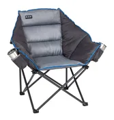 MacSports Padded Camping Lounge Club Chair, Portable Folding with Cup Holder, Dark Gray, 500 lbs Weight capacity