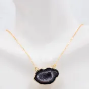 18K Gold Plated Geode Necklace - Stunning Agate Design