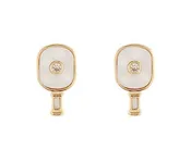 Acrylic Pickleball & CZ Stud Earrings