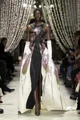 Black and Ivory Faille Ghagra Gown with Odisha Ikat Embroidery