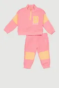 Baby Girls 12-24M Color Blocked Bebe Graphic Sweatshirt and Joggers