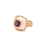 Ladies' 14KT Rose Gold Diamond and Natural Pink Quartz Ring