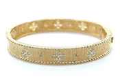 18K Brushed gold and Clover Diamond Bracelet