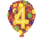 18" Number 4 Mylar Balloon