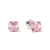 Asscher Cut Gemstone Studs Pink Sapphire 14K