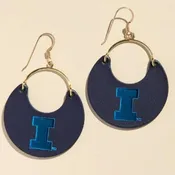 Fighting Illini Navy Block I Leather Hoop Earrings