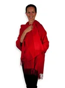 100% Baby Alpaca Shawl in Solid Color - Crimson Red