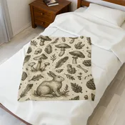Mushroom & Rabbit Plush Blanket