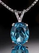 10x8mm Oval Blue Topaz Necklace