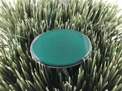 Vintage Art Deco 925 sterling and green chrysoprase oval pin/brooch