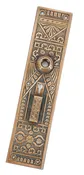 1880s original antique american oversized ornamental cast bronze architectural entrance door backplate with swinging keyhole cover