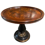 28 Round End Table W/ Veneer Inlay