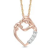 1/10 CT. T.W. Diamond Motherly Love Heart Pendant in 10K Rose Gold