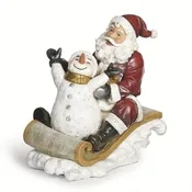 10"H SANTA SLEDDING WITH SNOWMAN FIGURE; JS - 633001