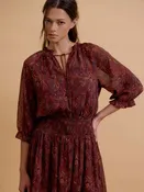 Boho Chiffon Mini Dress- Wine