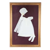 Antique Framed Christening Gown Set - Gown, Cap, & Socks